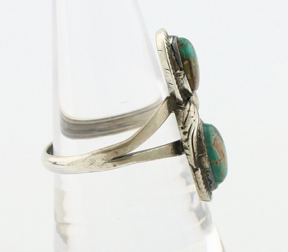 Navajo Ring 925 Silver Natural AAA Blue Turquoise Artist Signed Tom Willeto C80s