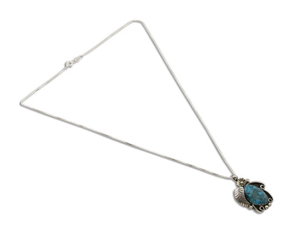 Navajo Necklace 925 Silver Natural Spiderweb Turquoise Native Artist C.80's
