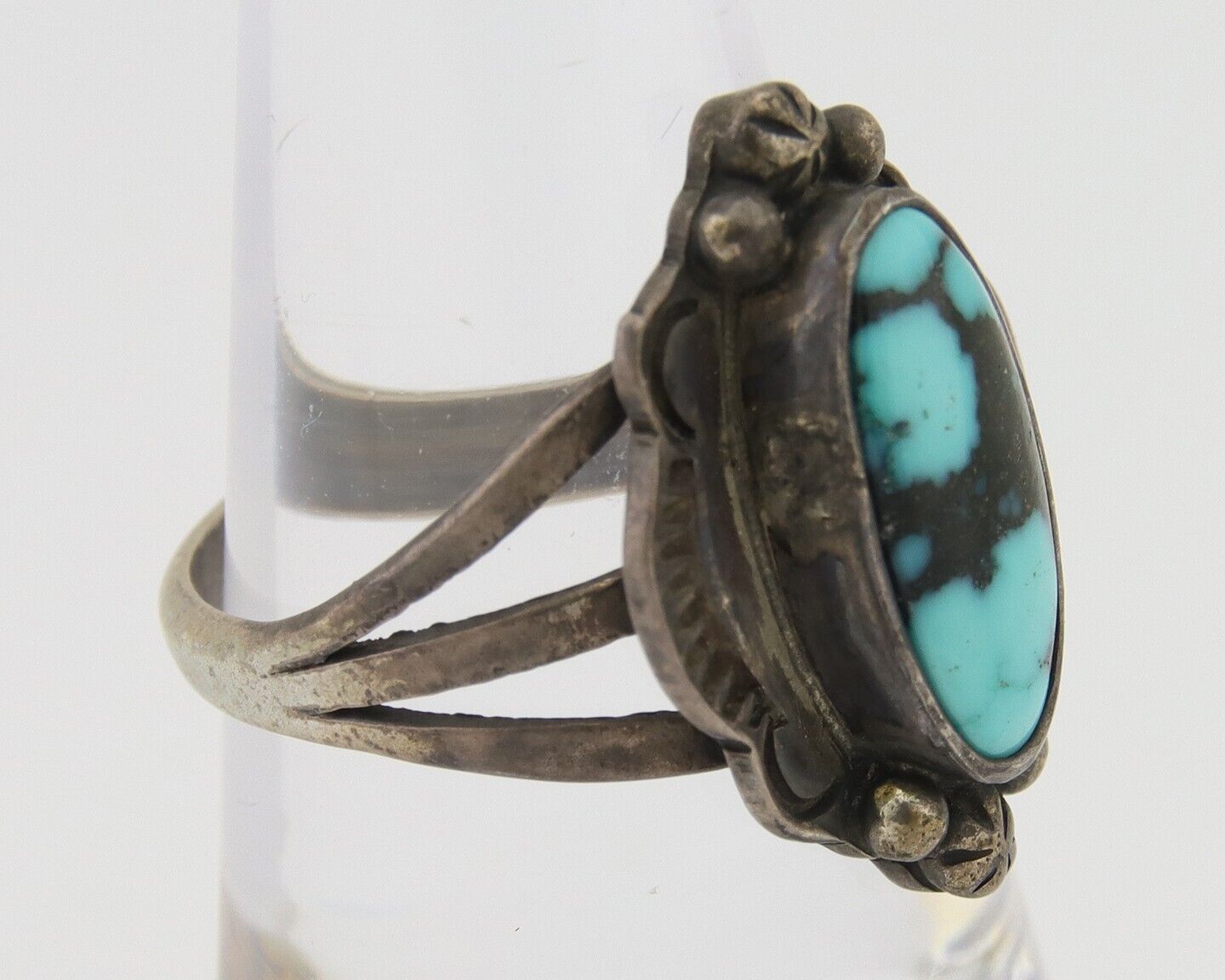 Navajo Handmade Ring 925 Silver Natural Turquoise Native Artist C.80's