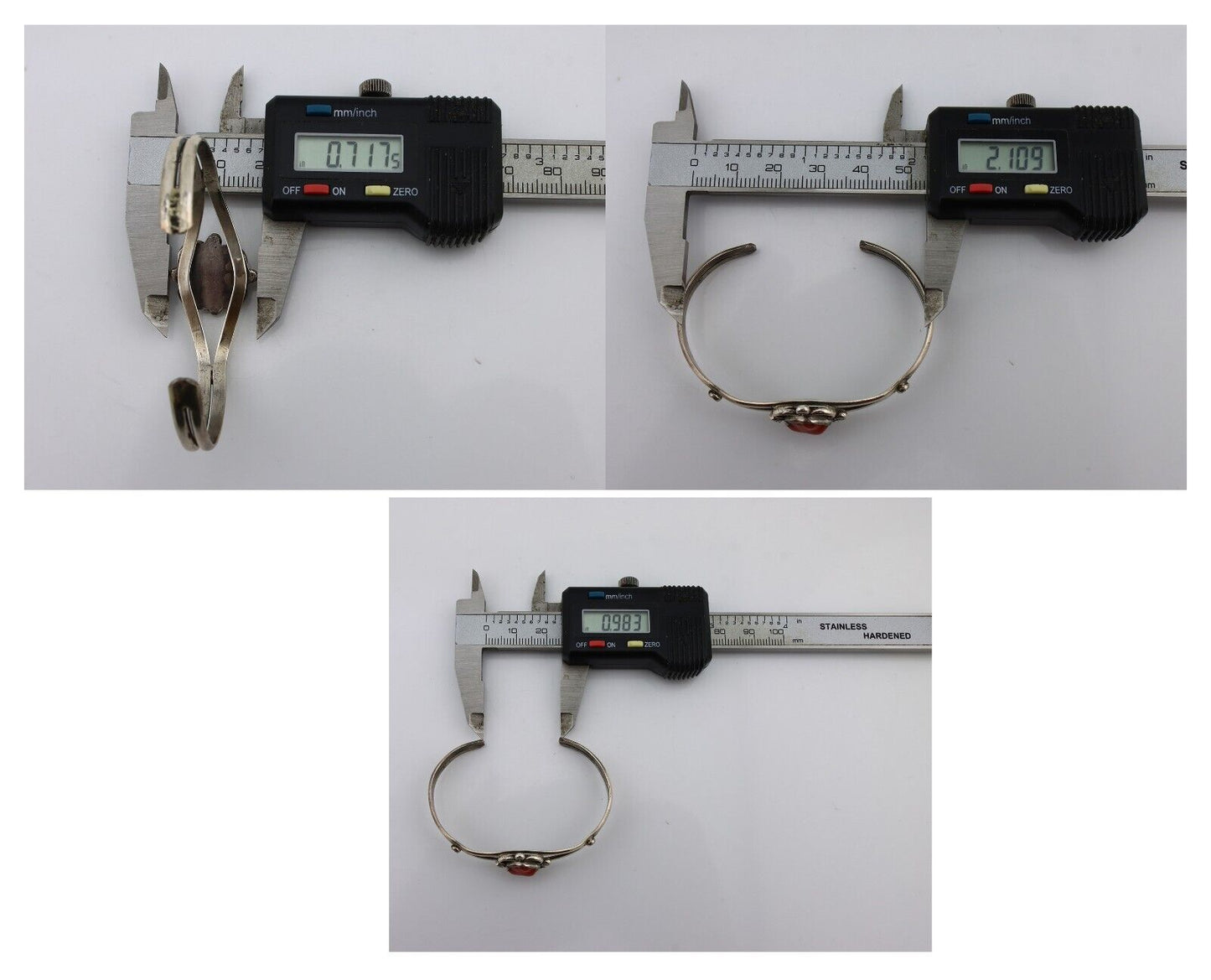 Navajo Bracelet 925 Silver Natural Red Coral Native American Artist C.80's