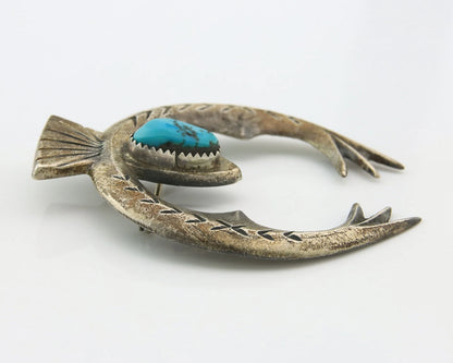 Navajo Handmade Pin Sterling Silver Turquoise Vintage Turpen Pawn Vault