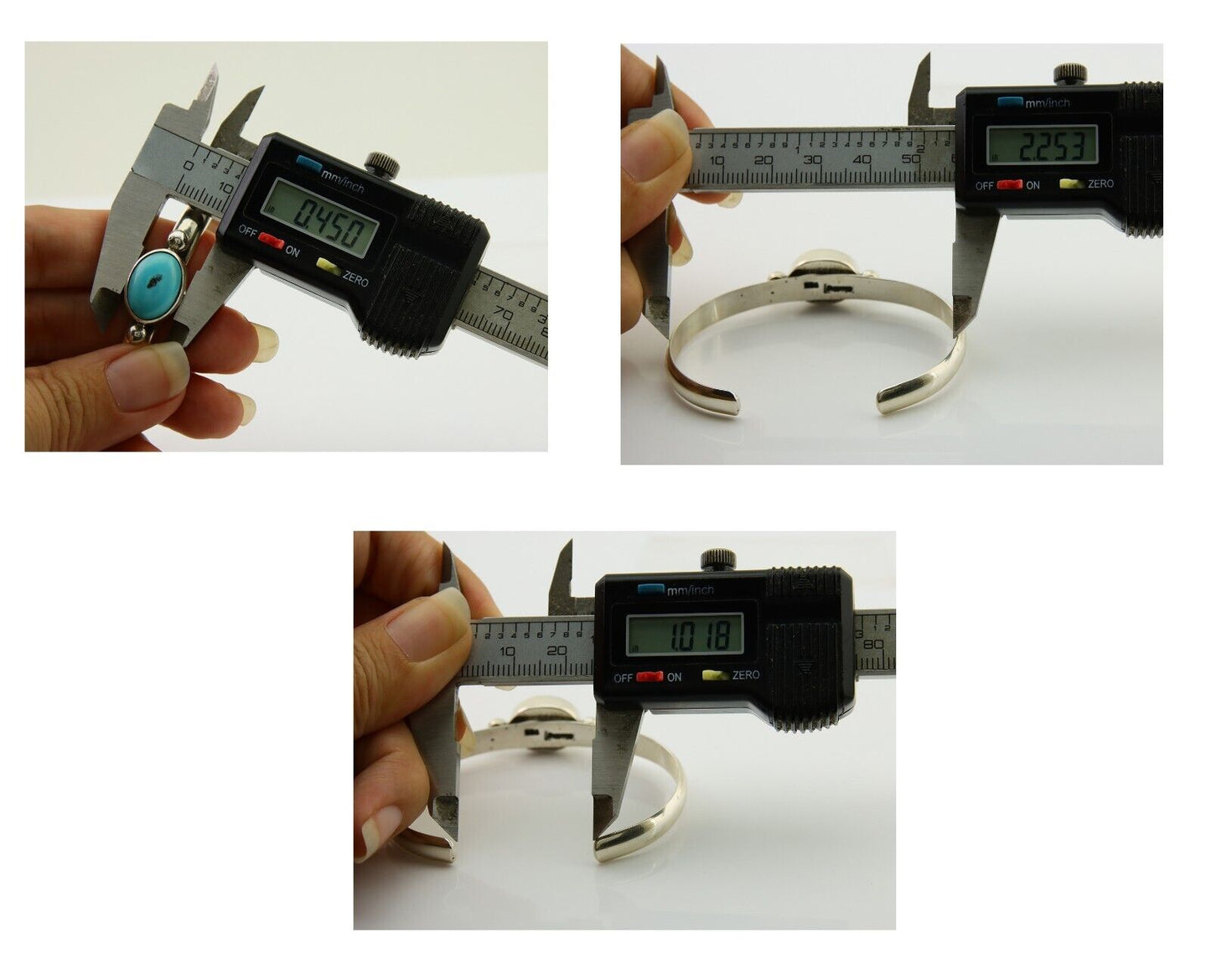 Navajo Cuff Bracelet Blue Turquoise 925 Silver Native American Artist C.80's