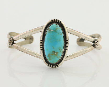 Navajo Bracelet 925 Silver Kingman Turquoise Artist Signed IJC C.80's