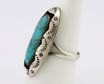 Navajo Ring 925 Silver Kingman Turquoise Native American Artist C.80's