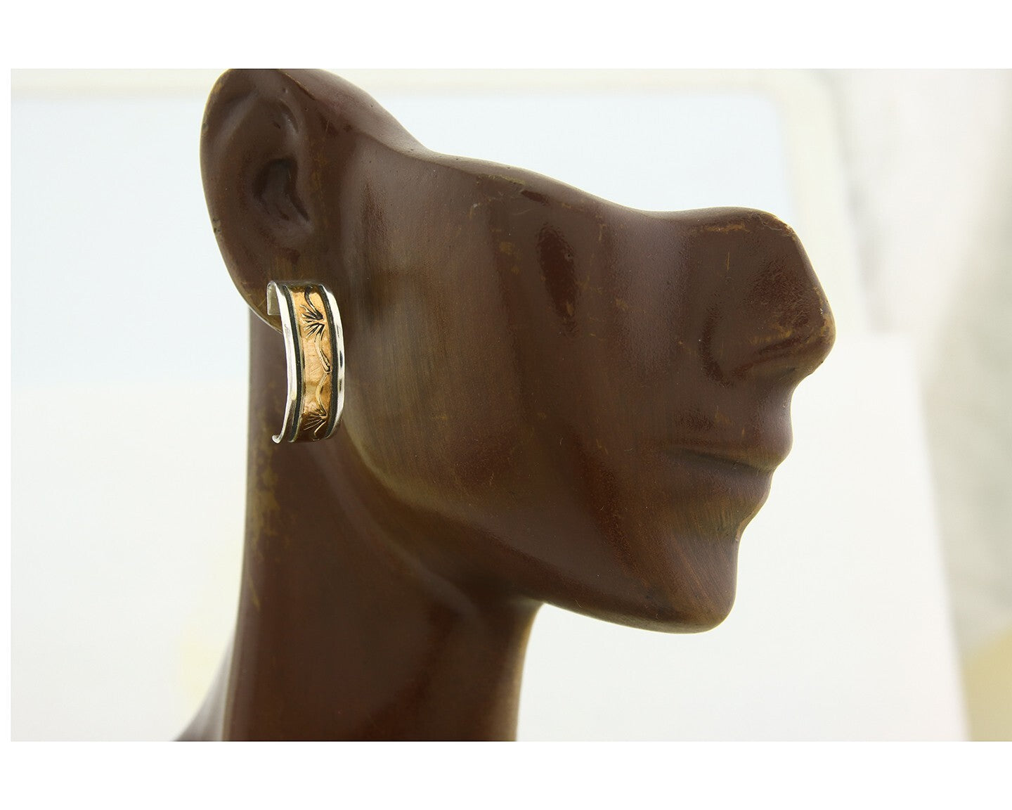 Navajo Hoop Earrings 925 Silver & Gold Artist Signed Randall Endito C.80's