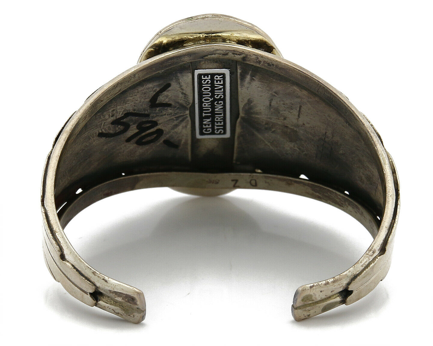 Navajo Stone Cutter Dick Zachary .925 Silver Nat Turquoise Cuff