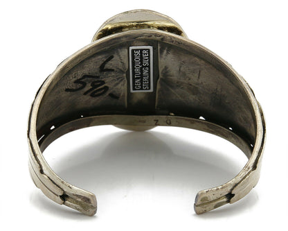 Navajo Stone Cutter Dick Zachary .925 Silver Nat Turquoise Cuff