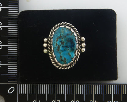 Navajo Ring 925 Sterling Turquoise Handmade Native Artist C.80's Size 7.5
