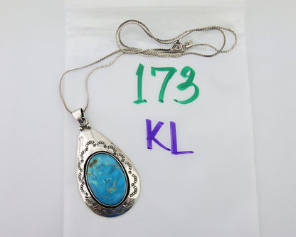 Navajo Necklace 925 Silver Natural Blue Turquoise Artist Tony Guerro C.80's