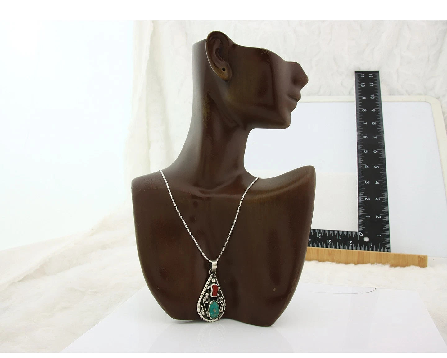 Navajo Necklace Sterling Authentic Gemstone Traditional Signed Teepee