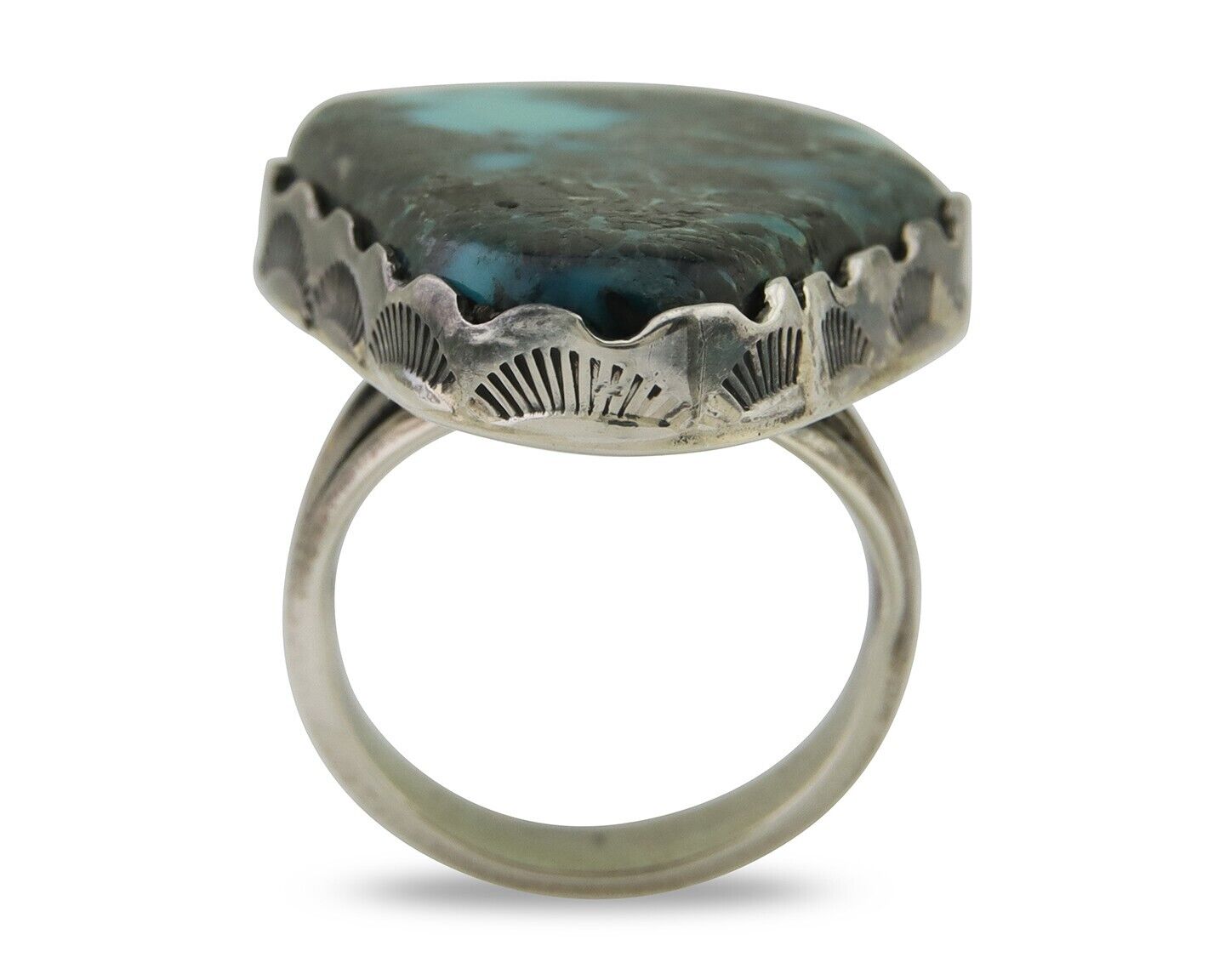 Navajo Ring 925 Silver Natural Turquoise Native American Artist C.80's