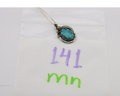 Navajo Necklace 925 Silver Natural Spiderweb Turquoise Native Artist C.80's