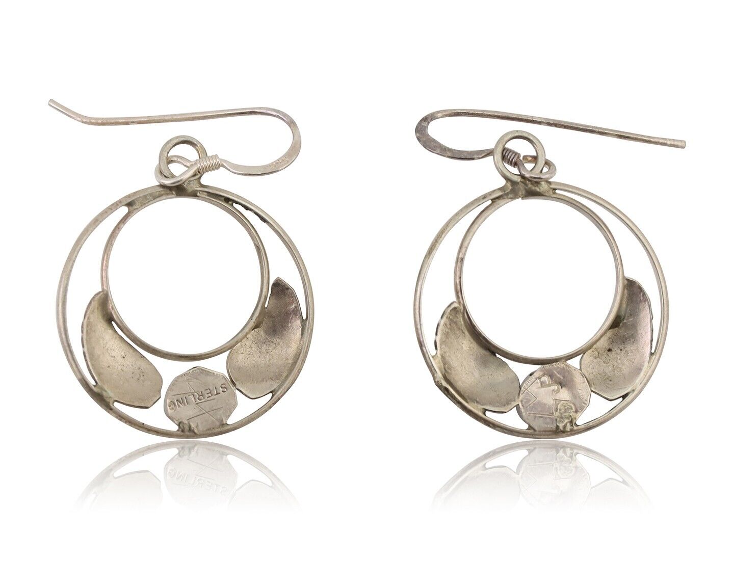 Navajo Handmade Dangle Earrings 925 Silver Blue Turquoise Native Artist C.80's