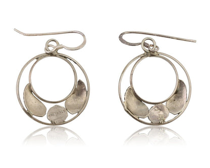 Navajo Handmade Dangle Earrings 925 Silver Blue Turquoise Native Artist C.80's