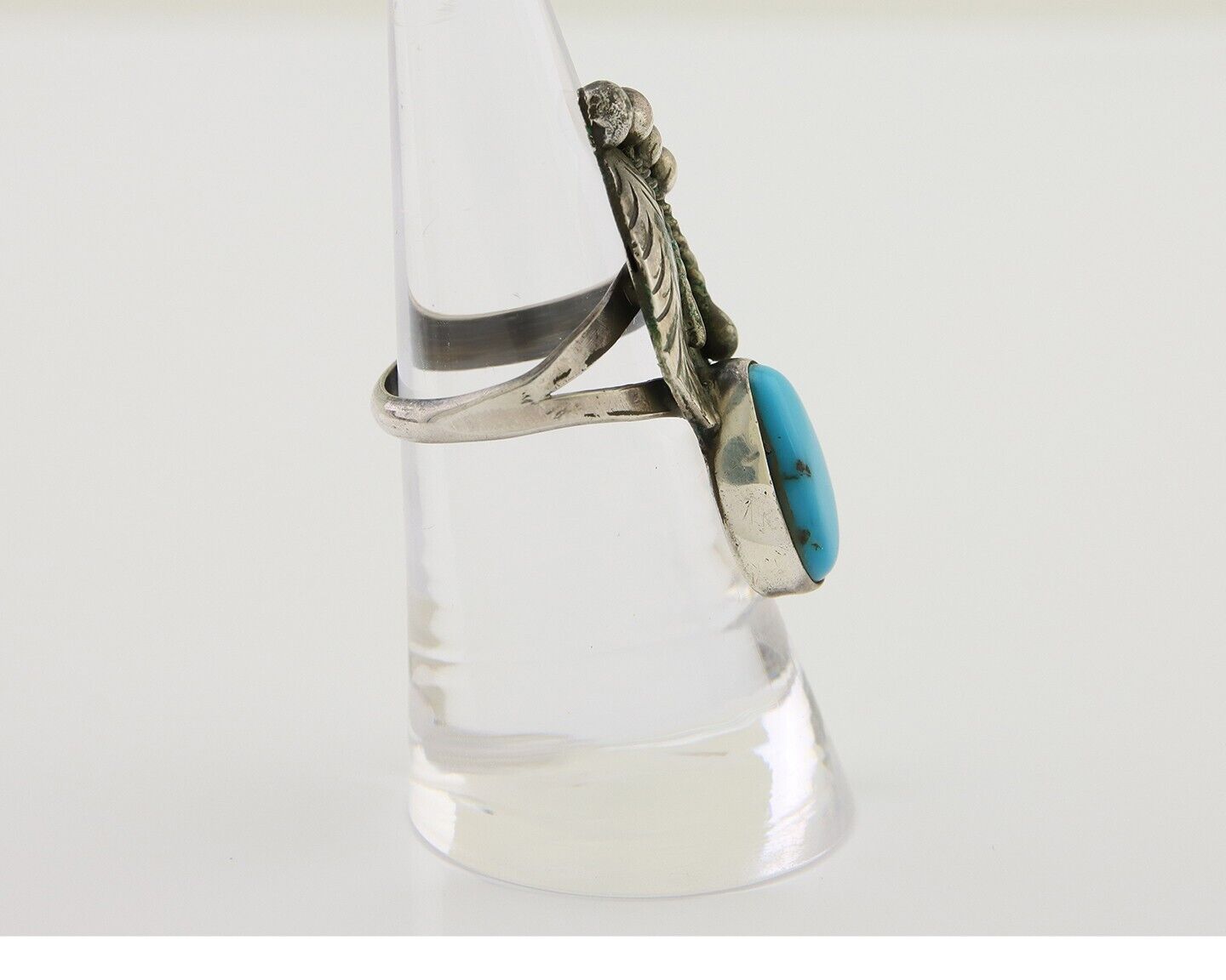 Navajo Handmade Ring 925 Silver Turquoise Signed Nila Johnson C.80's