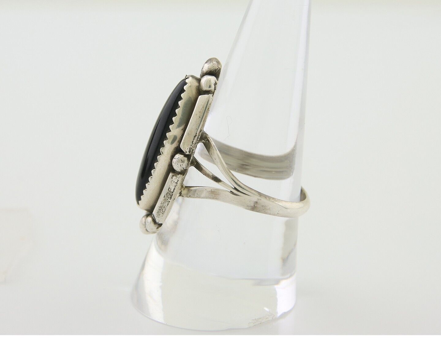 Navajo Handmade Ring 925 Silver Black Onyx Artist Signed SC C.80's