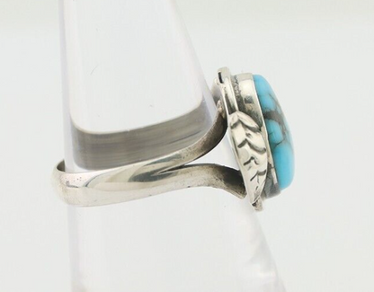 Navajo Ring 925 Silver Blue Gem Turquoise Native Artist Signed G.C. 01 C.80's