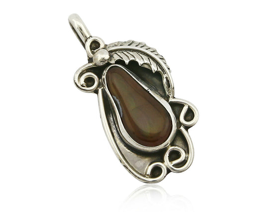 Navajo Josephine Rojas Natural Mined Fire Agate .925 Silver Handmade Pendant