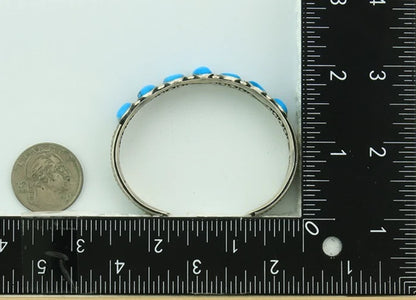 Navajo Cuff Bracelet 925 Sterling Silver Turquoise Handmade Vintage Leonard H