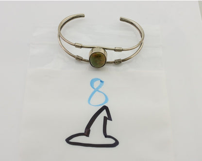 Navajo Bracelet 925 Silver Natural Green Turquoise Native American C.80's