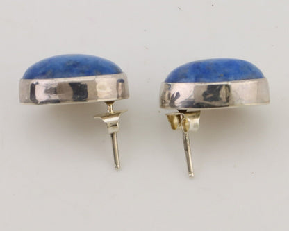 Navajo Dangle Earrings 925 Silver Denim Lapis Native American C.80's