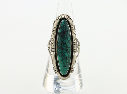Navajo Ring 925 Silver Spiderweb Turquoise Signed WIEHE & RLI C.80's