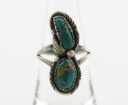 Navajo Ring 925 Silver Natural AAA Blue Turquoise Artist Signed Tom Willeto C80s