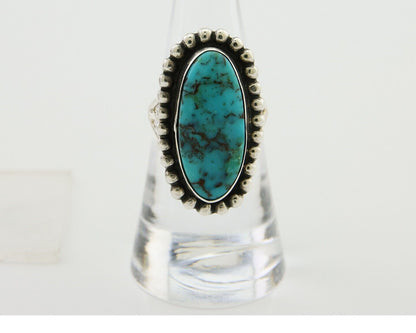 Navajo Shield Ring 925 Silver Arizona Turquoise Native Artist C.80's