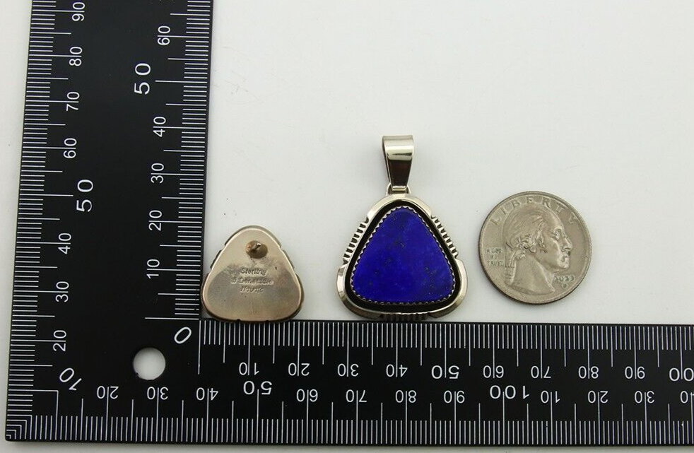 Navajo Pendant Earring Set 925 Silver Lapis Lazuli Signed William Denetdale C80s