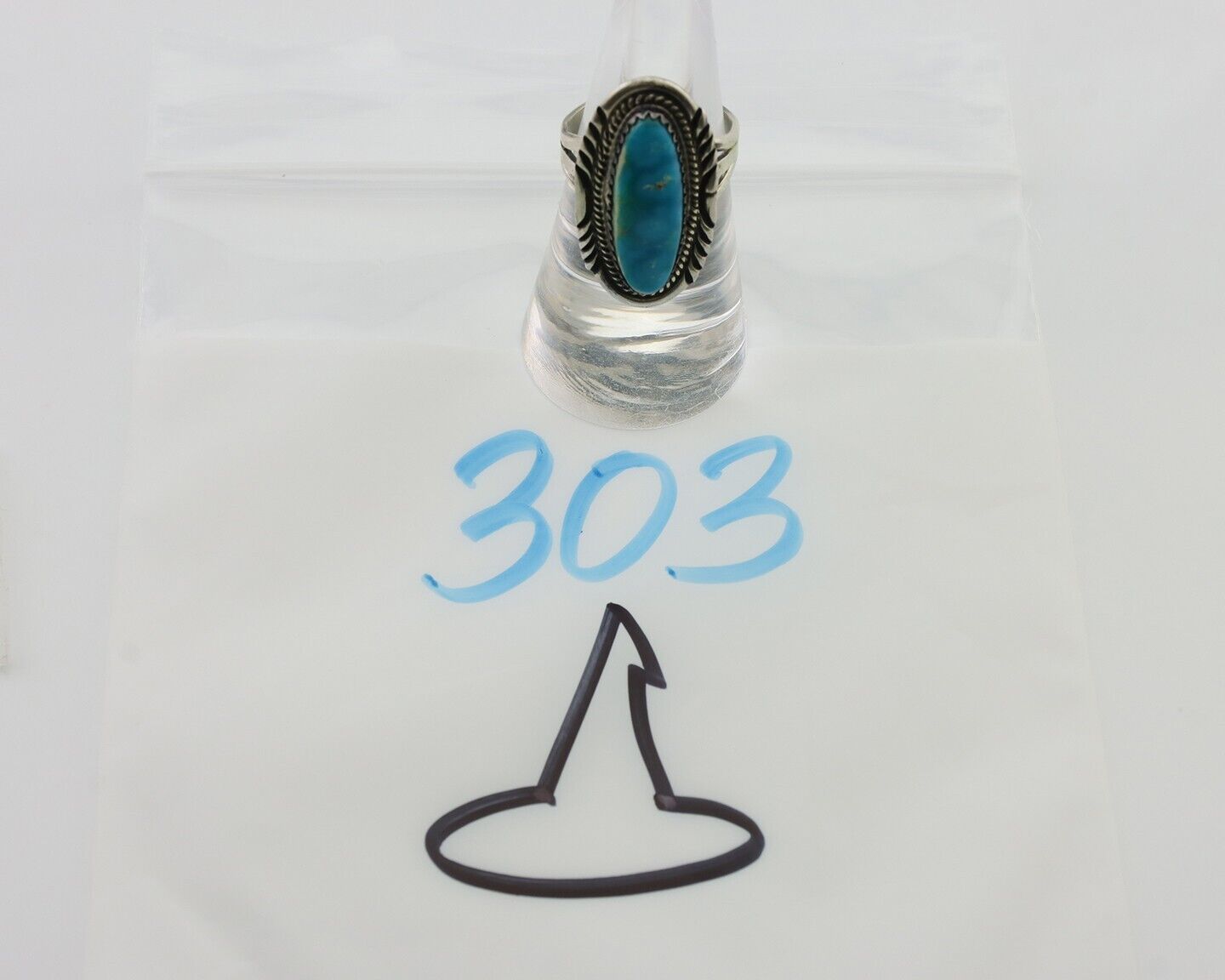 Navajo Ring 925 Silver Kingman Turquoise Native American Artist C.80's