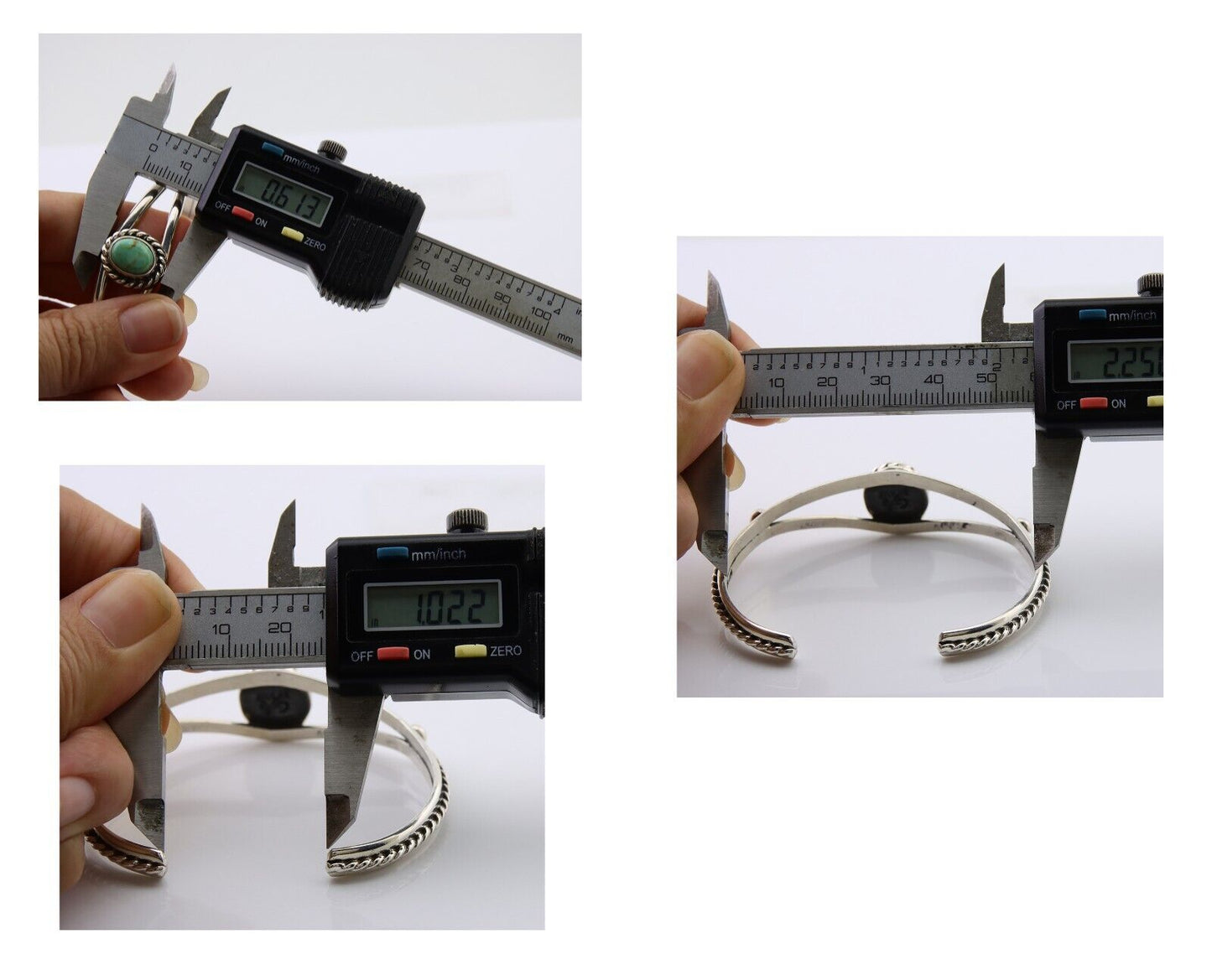 Navajo Bracelet 925 Silver Natural Turquoise Artist Signed Gecko C.80's