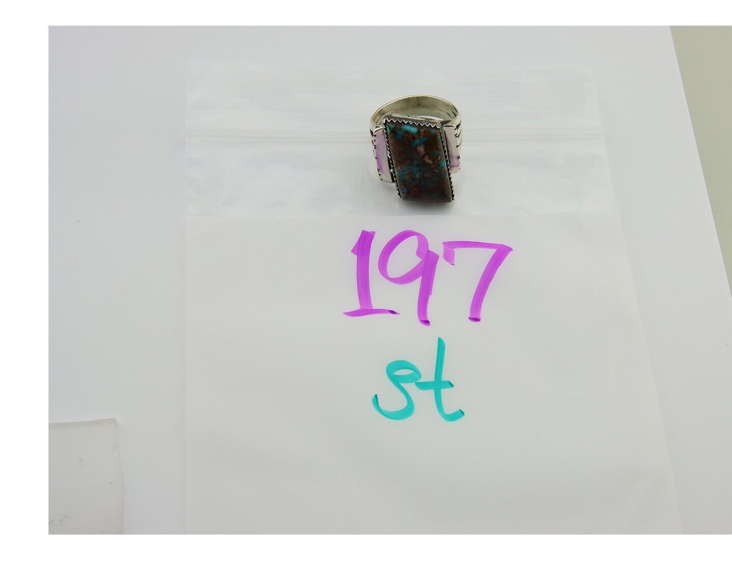 Navajo Ring .925 Silver Turquoise Artist Signed Fred Guerro C.80's