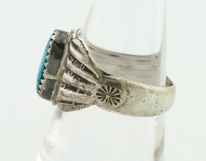 Navajo Ring 925 Silver Sleeping Beauty Nugget Turquoise Native Artist C.80's