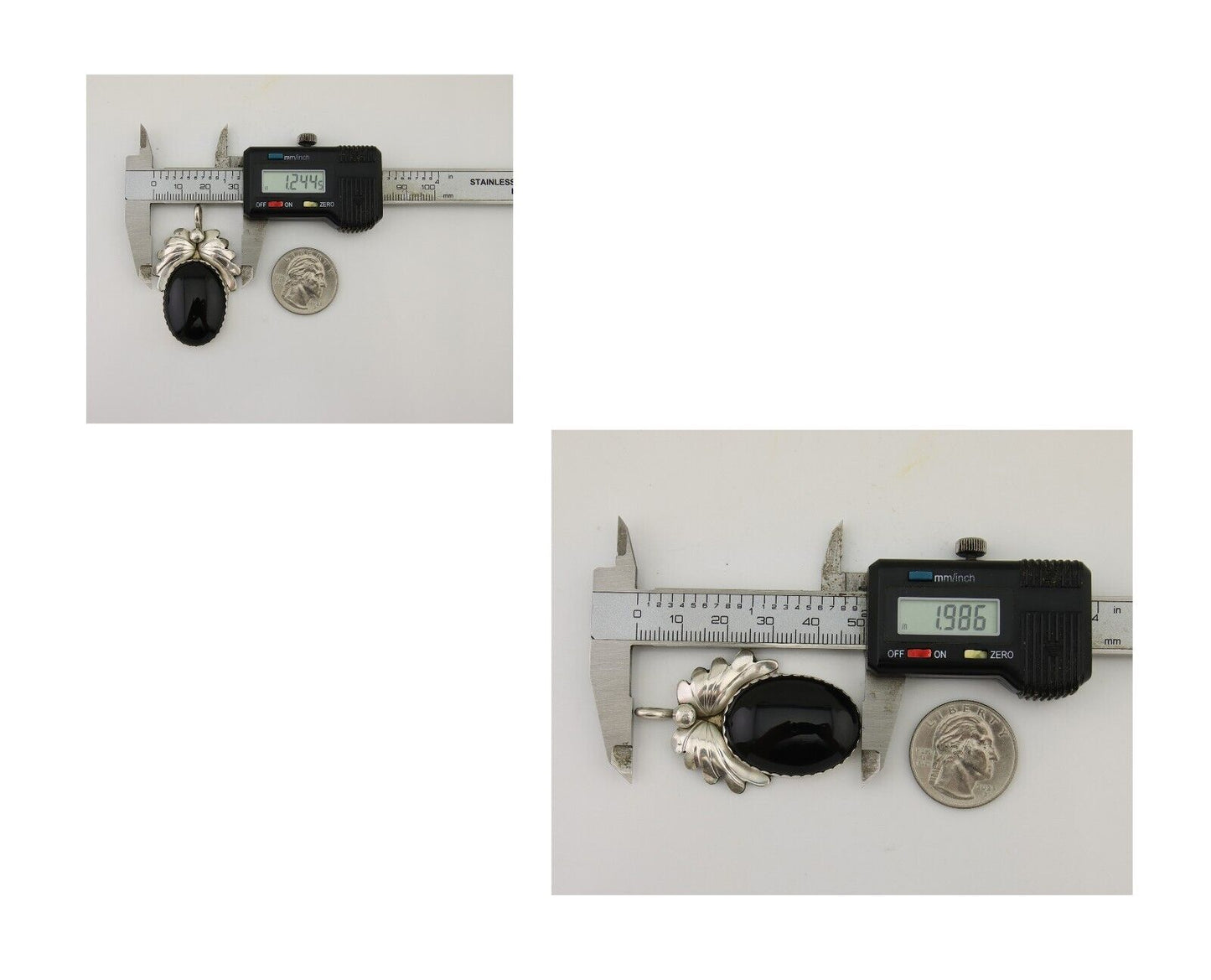 Navajo Pendant 925 Silver Natural Onyx Native Artist Signed NS C.80's