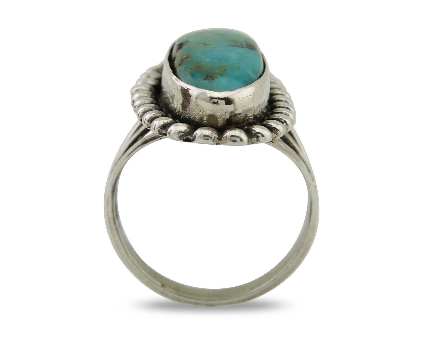 Navajo Shield Ring 925 Silver Arizona Turquoise Native Artist C.80's