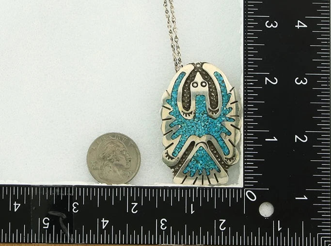 Navajo Necklace Sterling Silver Turquoise Vintage Signed RP