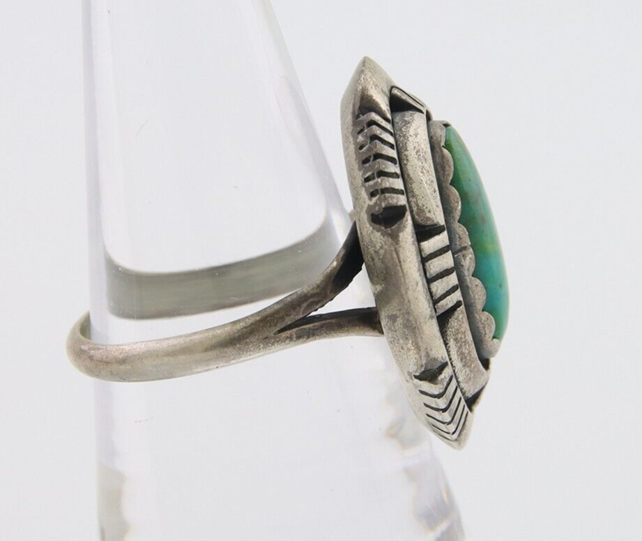 Navajo Ring 925 Silver Natural Turquoise Signed Leonard & Marian Nez C.80's