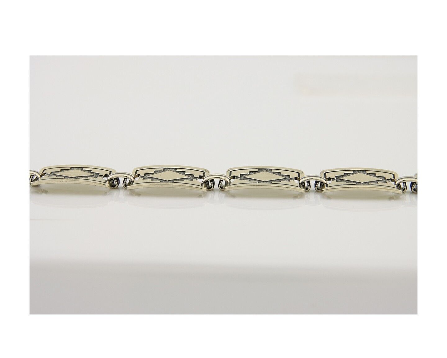 Navajo Hamdmade Link Bracelet 925 Silver Native American Artist C.80's