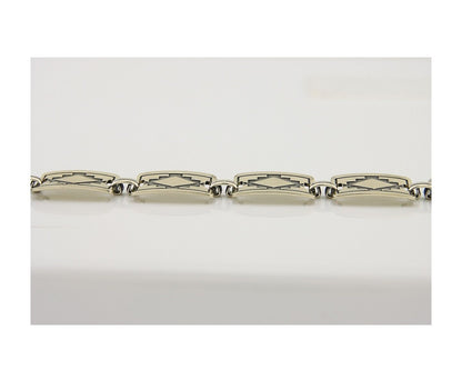 Navajo Hamdmade Link Bracelet 925 Silver Native American Artist C.80's
