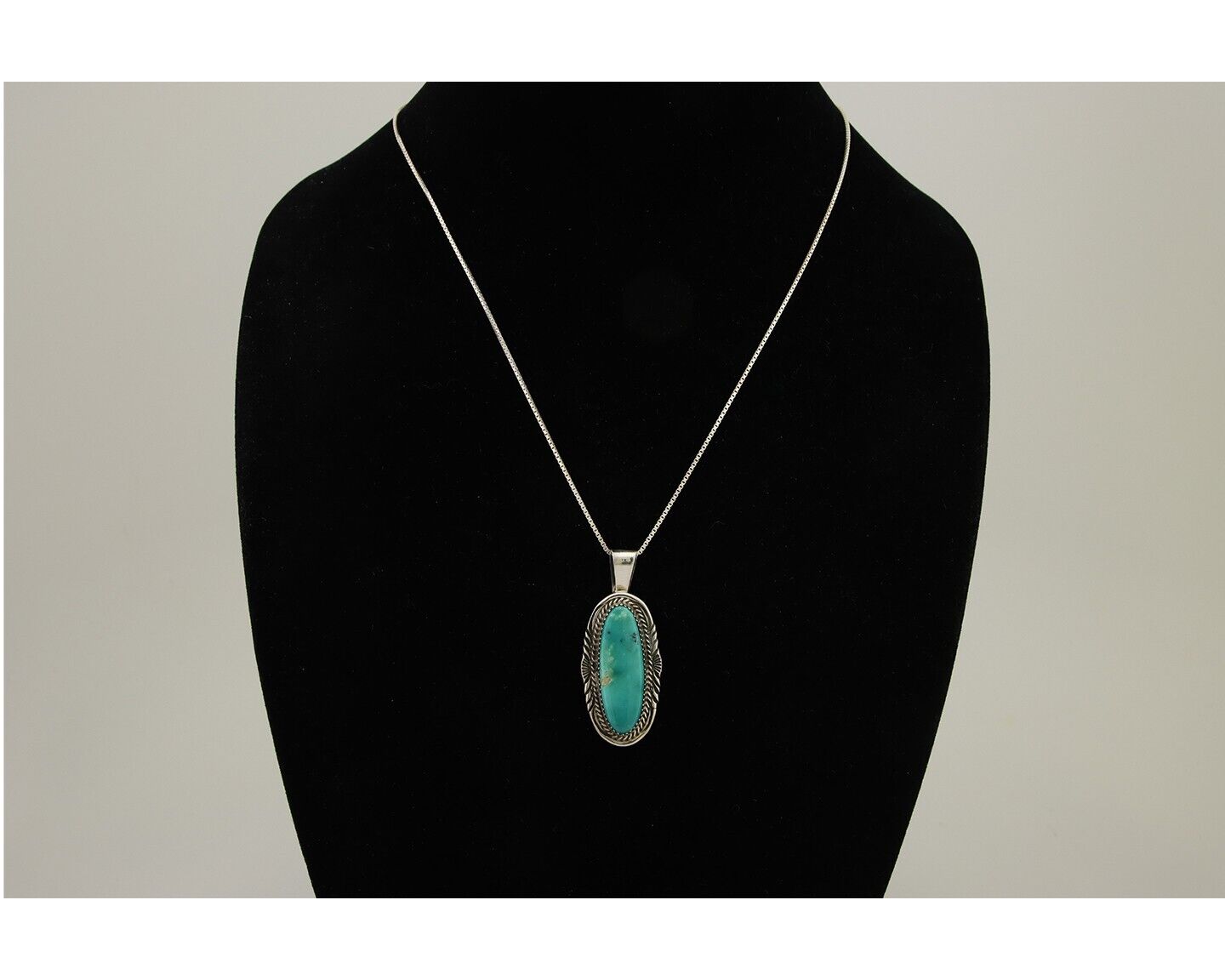 Navajo Necklace 925 Silver Natural Turquoise Artist Signed Mike Begay C.80's
