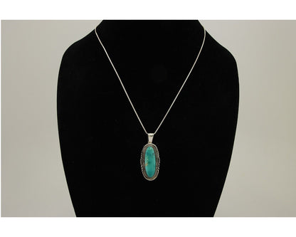 Navajo Necklace 925 Silver Natural Turquoise Artist Signed Mike Begay C.80's