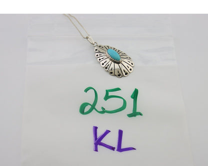 Navajo Necklace 925 Silver Natural Turquoise Native American Artist C.80's
