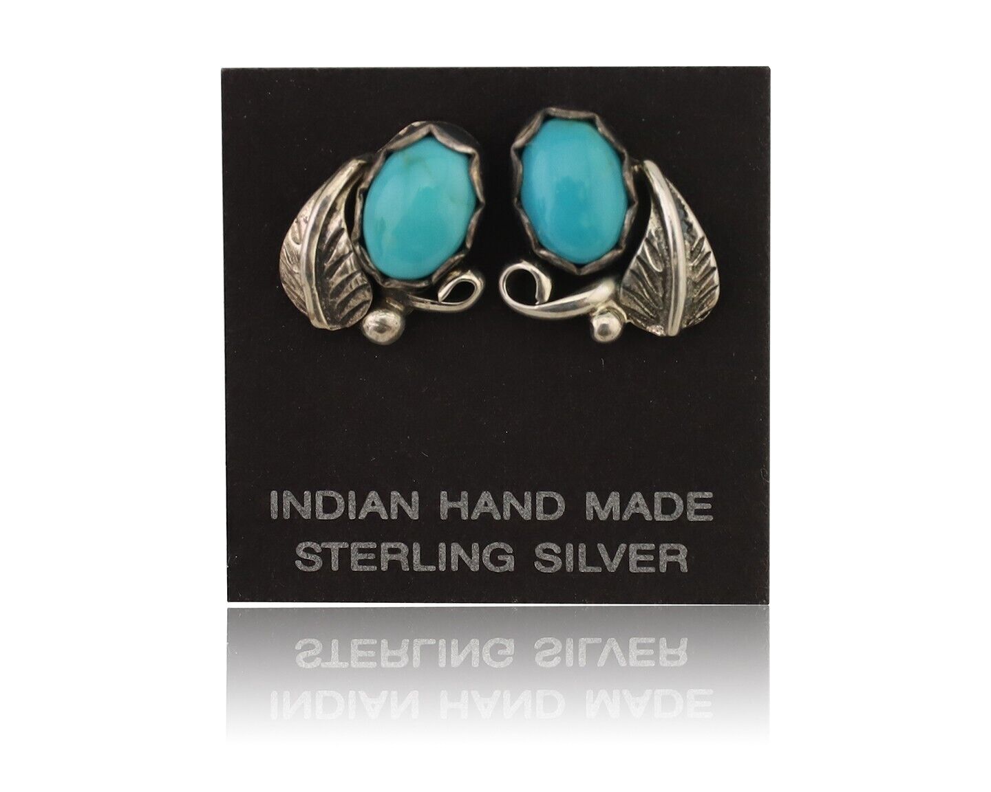 Navajo Handmade Earrings 925 Silver Natural Turquoise Native Artist C.80's