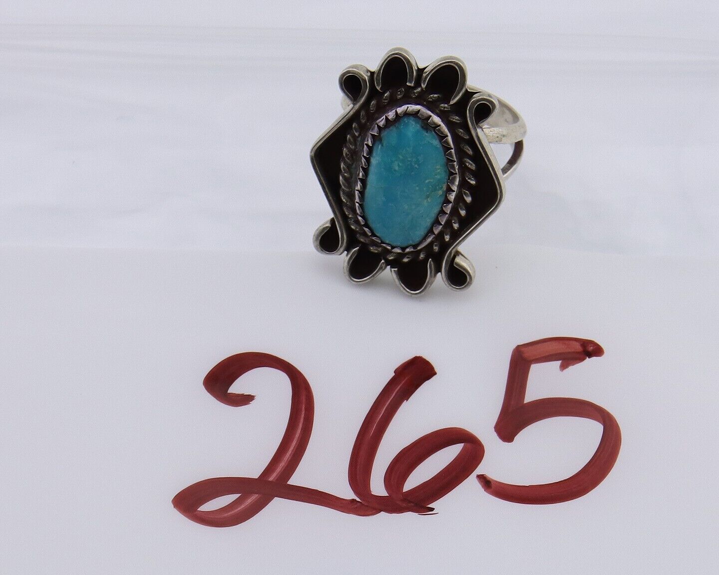 Navajo Handmade Ring 925 Silver Natural Mined Turquoise Artist C.80's