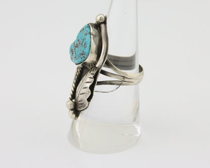 Navajo Ring 925 Silver Natural Blue Turquoise Signed David Garcia C.80's
