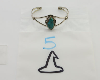 Navajo Bracelet 925 Silver Kingman Turquoise Native American Artist C.80's