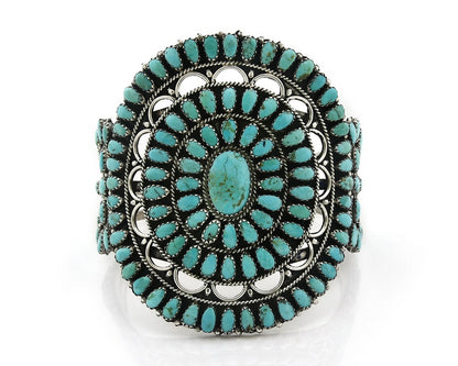 Navajo Cuff Bracelet Sterling Silver Kingman Vintage Turquoise Signed LMB C.80's