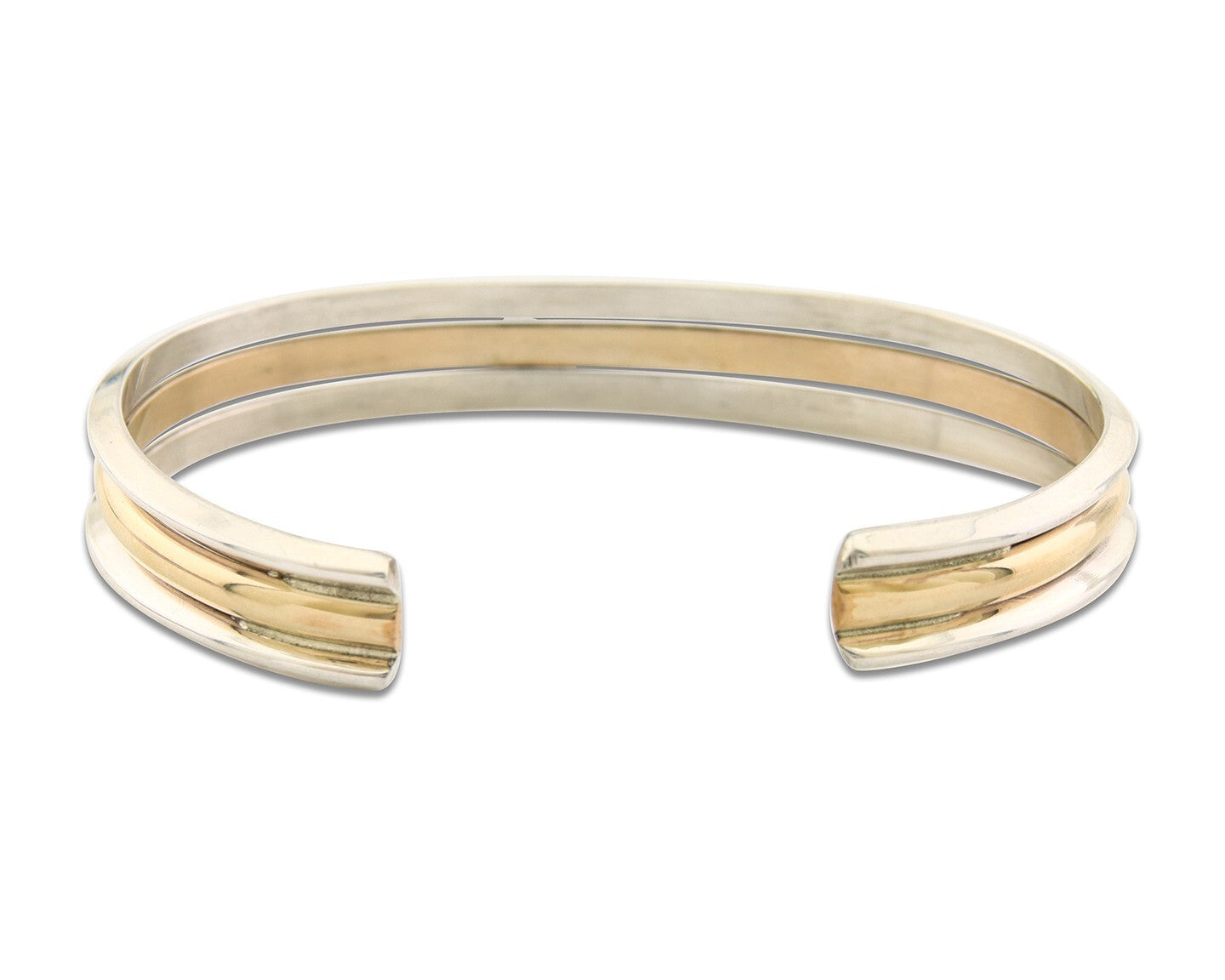 Navajo Bracelet 925 Silver & 12K Gold Cuff Artist Signed TAHE C.80's