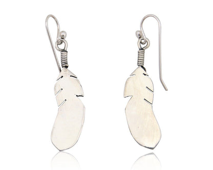 Navajo Eagle Feather Dangle Earrings 925 Silver Native American Artist C.80's