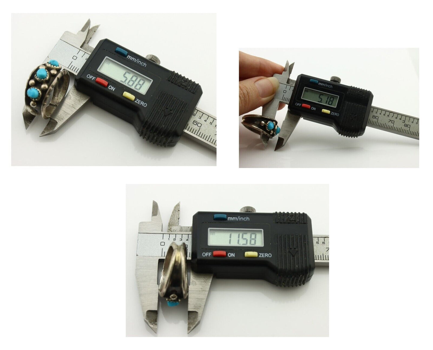 Zuni Ring .925 Silver Natural Sleeping Beauty Turquoise Signed MZR C.80's